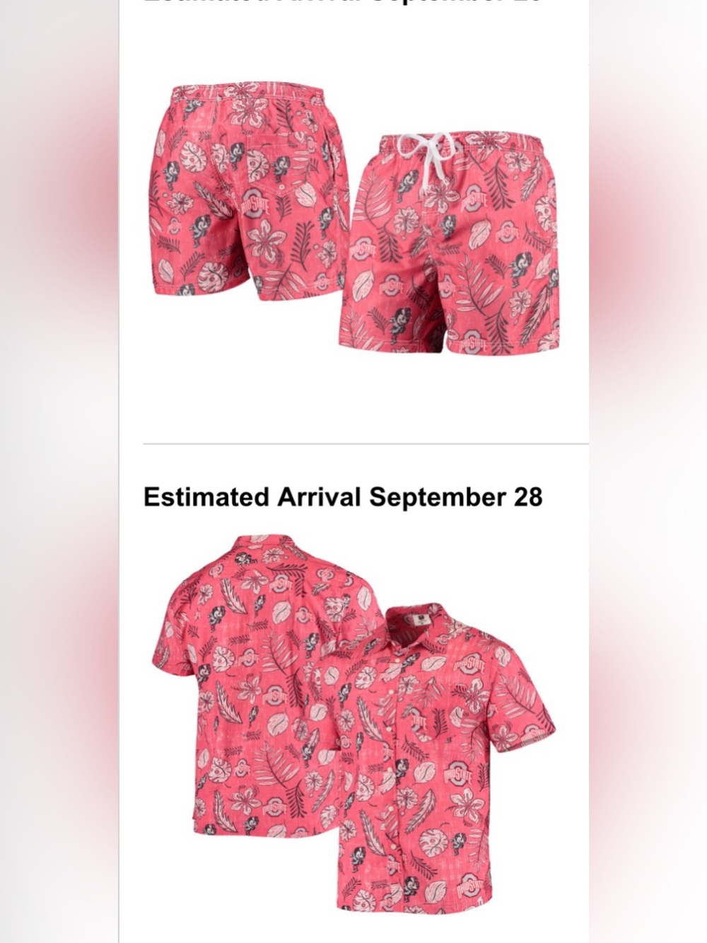 Ohio State Buckeyes Wes & Willy Hawaiian Set-Med